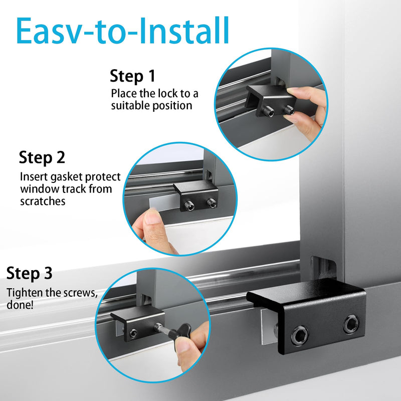 Window Locks (4 Sets), Window Locks for Up and Down Windows, Sliding Window Locks, Window Locks for Horizontal Sliding Windows, Child Proof Window Locks Security, Adjustable Window Stoppers (Black) Black 4 Sets - NewNest Australia