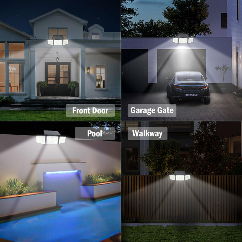 Solar Lights Outdoor 2500LM Motion Sensor Outdoor Lights,3 Head 355° Wide Angle Street Area Lights, Waterproof Security Lights with 3 Modes(Black,Remote-1 Pcs) Remote-1 Pcs