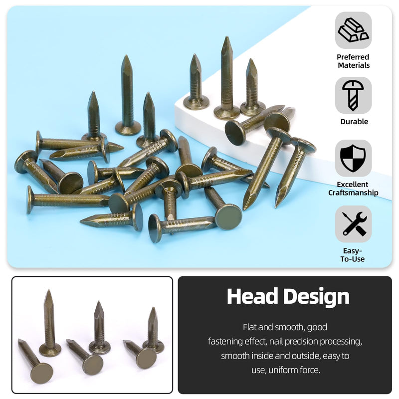 Glarks 400Pcs 3/4inch, 1inch, 1-1/4inch Steel Roofing Felt Nails Roofing Felt Pins Clout Nails Countersunk Head Felt Nails, for Securing Shed Roofs, Roofing Felt Slate Boards, Wood Shed Tiles 20mm, 25mm, 30mm
