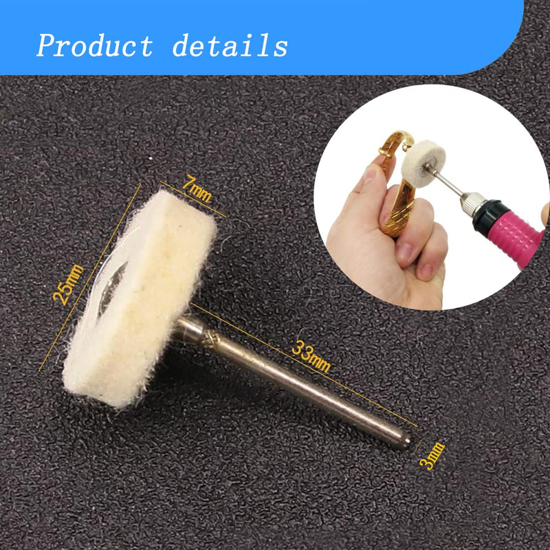 20 Pack Compressed Wool Felt Polishing Wheel 1/8" Mandrel Mounted Wool Buffing Wheel for Rotary Tools 20 Pcs Felt Polishing Wheel