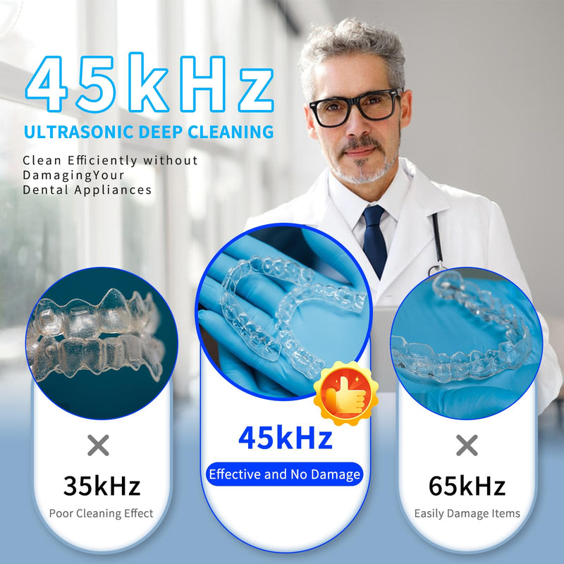Ultrasonic Jewelry Cleaner, 45Khz Jewelry Cleaner Ultrasonic Machine for Jewelry, Eyeglasses, Rings, Watch Strap, Dentures, 304 Stainless Steel Tank, Digital Timer