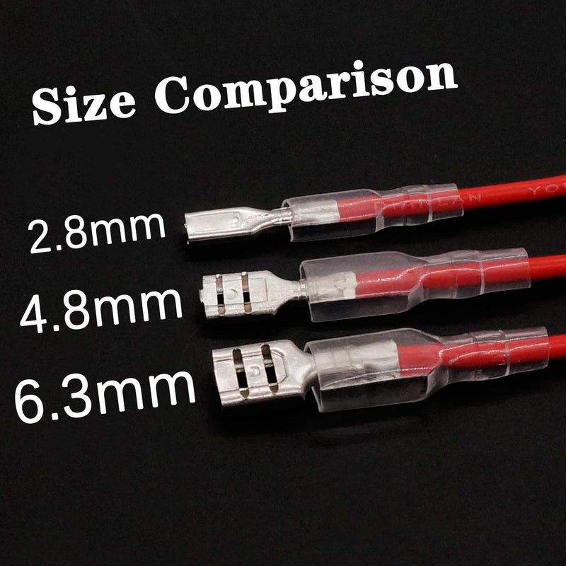 Twidec/20Pcs 4.8mm and 6.3mm Female Spade Crimp Terminal with Insulating Sleeve and Wire Red + Black Female Spade Quick Splice Assortment Kit 4.8mm+6.3mm