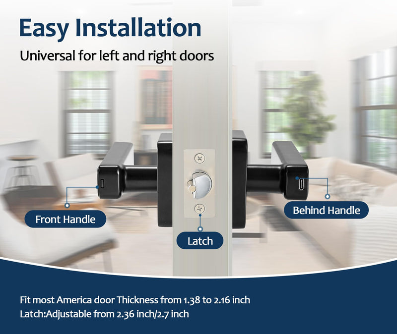 4-in-1 Smart Fingerprint Door Knob Lock - No App Required, Door Locks for Bedrooms & Offices, Finger Print Door Knobs with Keypad & Code F199
