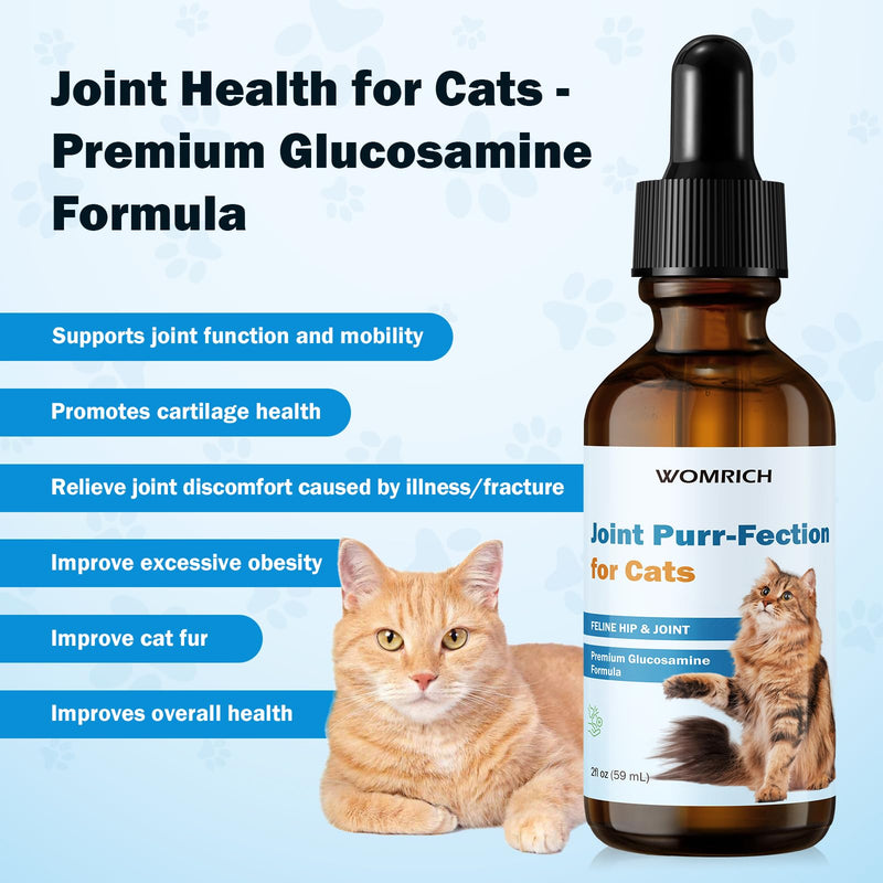Joint Supplement for Cats - Glucosamine & Chondroitin Drops - Arthritis Relief for Senior Cats - Hip & Joint Care for Indoor Cat - Cat Supplements & Vitamins - 59ML