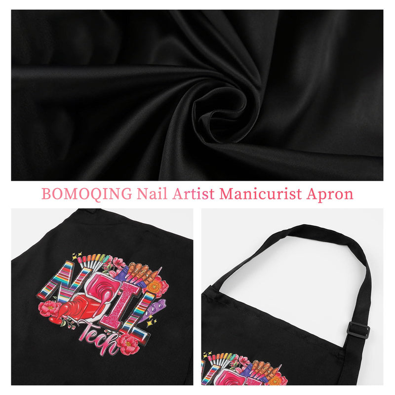 Adjustable Manicurist Apron, Waterproof Nail Tech Apron with 2 Pockets, Professional Cosmetics Apron Nail Polish