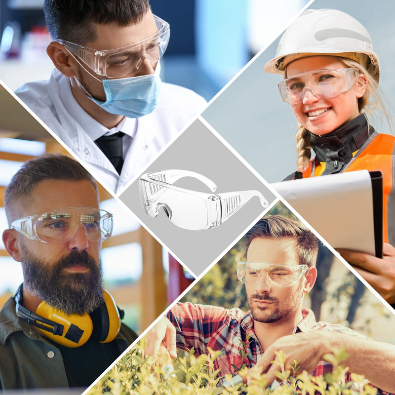 Safety Glasses Over Eyeglasses with Anti-Fog and Scratch Resistant ANSI Z87 Safety Goggles Over Glasses 177-12pc Clear