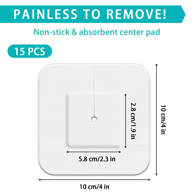 15 Pcs Split Drain Feeding Tube Adhesive Bandages, Peg G J Supra-Pubic Incision Bordered Guaze Pad with 10 Alcohol Cotton Pads, Sterile Drain Patch Supplies Island Dressing(5.9×5.51inch)