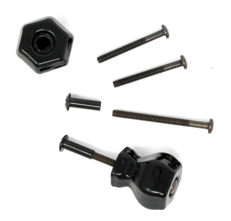 LOT of 4 Jet Black Crystal Knob Pulls with OIL RUBBED BRONZE with Flush-Fit Screws - Our Original Premium Depression type Crystal Glass Cabinet Knobs NOW with FLUSH FIT CONNECTORS