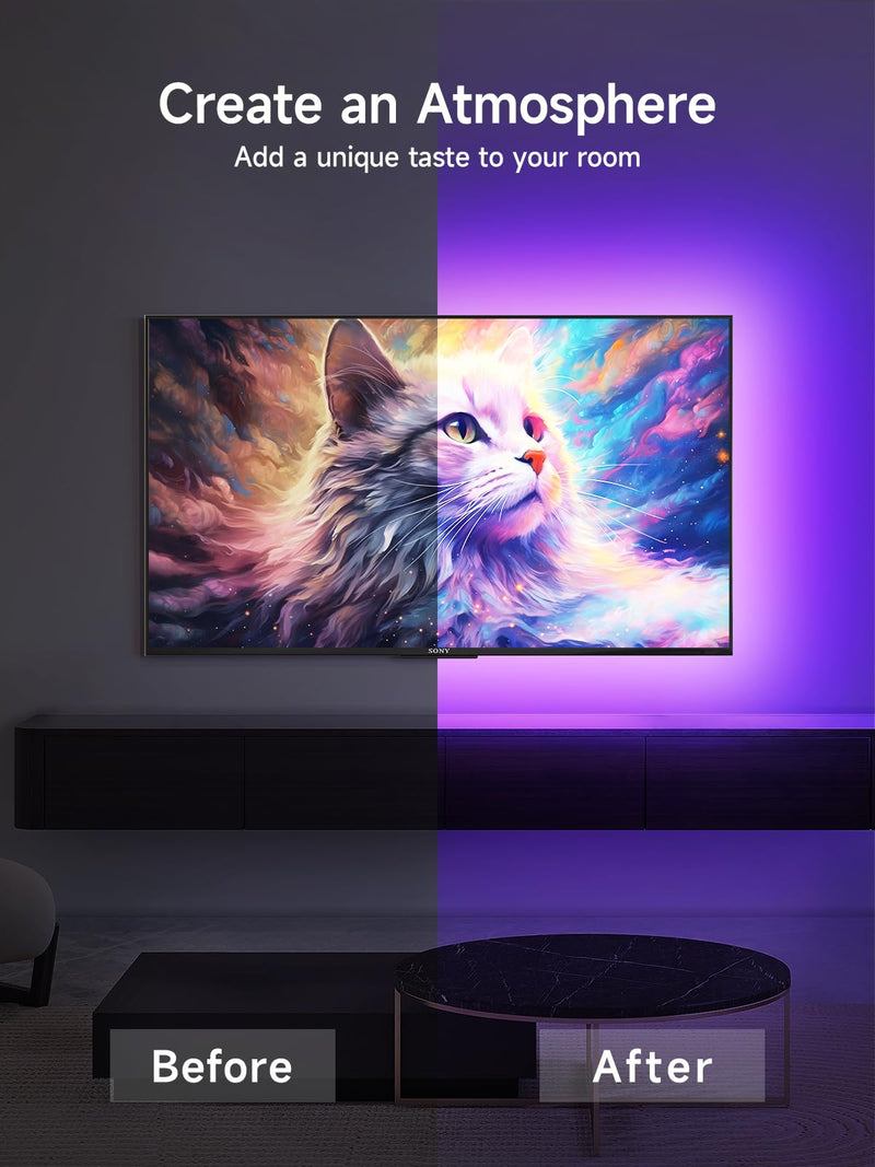 LED Lights for TV, 16.4ft TV LED Backlight for 50-75in, RGB TV LED Lights Behind Strip with Music Sync, Bluetooth APP and Remote Control USB Powered LED Lights for Bedroom, Gaming 16.4ft for 50"-75" TV