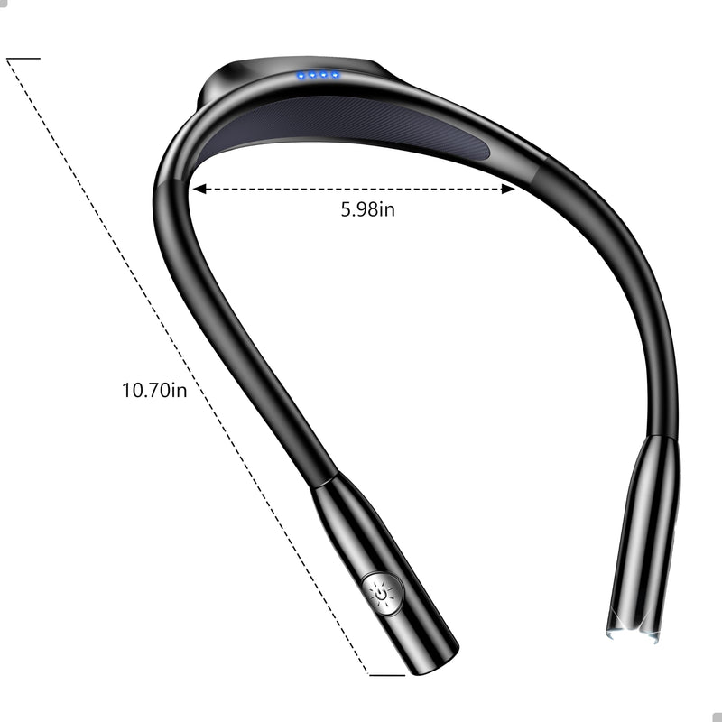 Gritin LED Neck Reading Light,Book Light for Reading in Bed-Eye Caring 3 Colors, Dimmable Brightness, Bendable Arms, 80+Hrs Runtime, Neck Round Design, Comfortable &Lightweight for Crafting, Knitting Black