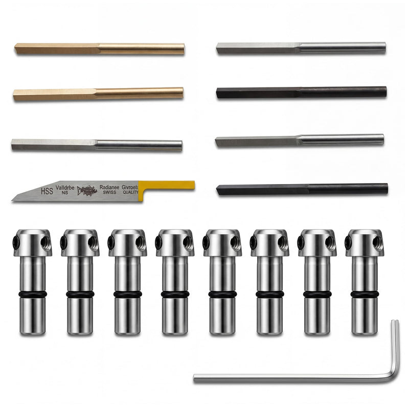 8PCS Rotary Tool Engraver Bits, 1/8” Carbon Steel Jewelry Engraving Knives Cutting Bit Set, Polishing Carving Bits for Pneumatic Impact Engraving Machine Pen, 1/8 Inch Shank
