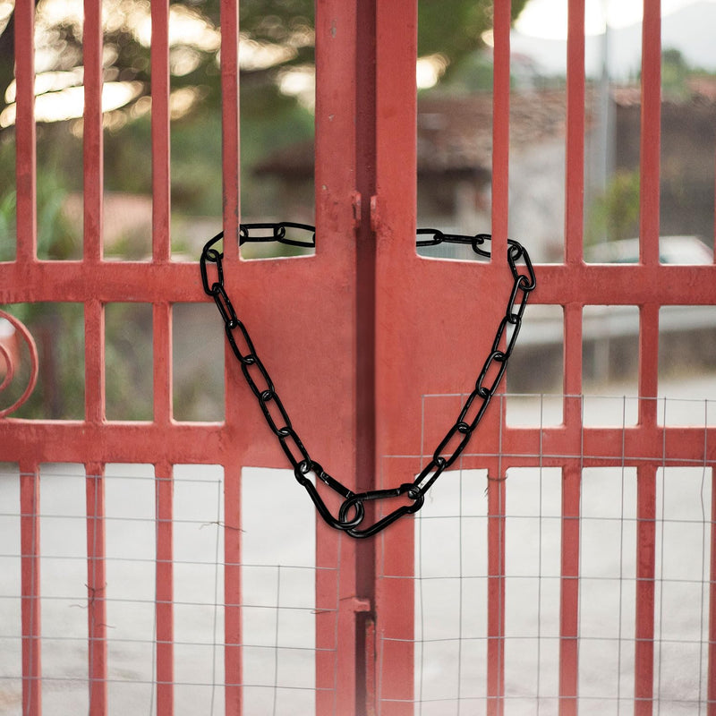 2pcs Gate Chain Lock, 20 Inch Stainless Steel Gate Link Chain Lock with Both-Ended Carabiners Chain Link Gate Latches for Outdoor Fences, Pet Cages, Horse Goat Cow Corral Supplies (Black) Black