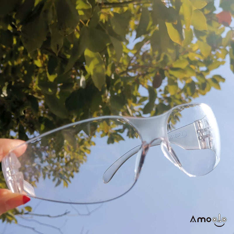 amoolo Clear Safety Glasses Bulk of 24, Protective Eyewear for Men Women, ANSI Z87.1 Impact Resistant Eye Protection for Work, Lab, Construction 24 Pack Clear / Adult's Size