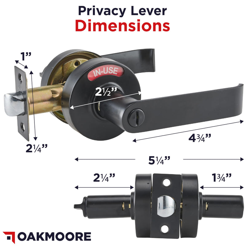 Commercial Door Handle Lock, Bathroom Locks for Home Doors, Vacant Occupied Bathroom Restroom Door Handles, Privacy Lock, Occupied Door Handle (Black) Black