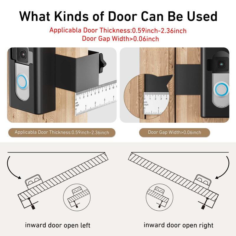 Anti-Theft Video Doorbell Mount,AHBTEYM Ring Doorbell Mount No Drill Bracket Holder Accessories for Apartment Home Rentals Compatible with Video Doorbell 4/3/3 Plus/2/1/2021/2023 Release(Black) Black
