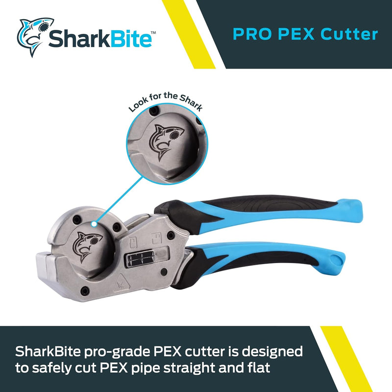 SharkBite Pro-Grade PEX Cutter, Cuts 1/4 Inch to 1 Inch CTS, 25880 Silver Pro PEX Pipe Cutter & Blade