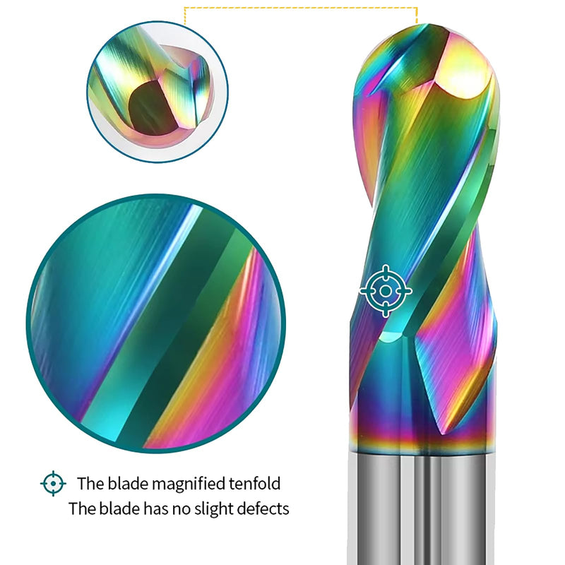 3mm R1.5 DLC Coated 2-Flute Carbide Ball Nose End Mill, Ideal for Aluminum, Copper Alloys, and Plastic Machining – High Precision & Wear-Resistant Cutting Tool (3 Pack) 3mm 3