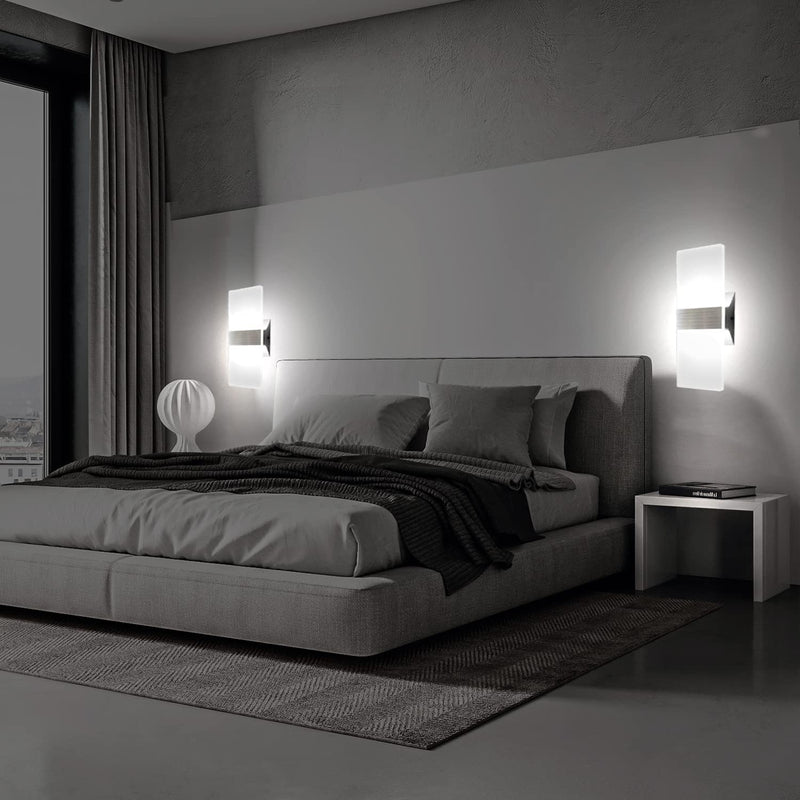 KICAAO Modern Wall Sconces Set of Two, Led Wall Light 10w, 6000k White Light Up Downlight, Hardwired Acrylic Wall Light Lighting, Suitable for Living Room Corridor Bedside (Cool White 6000K 2Pack) cool white 6000K 2Pack