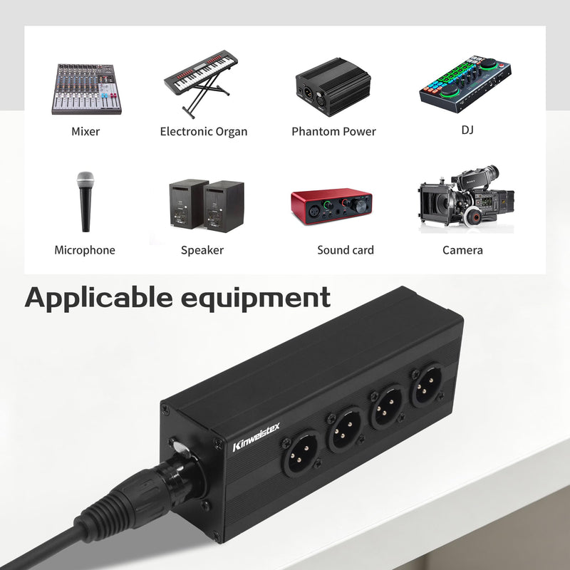 XLR 1 Female to 4 Male Audio Y Splitter Balanced 3-Pin XLR Splitter Box for Mixers Mics