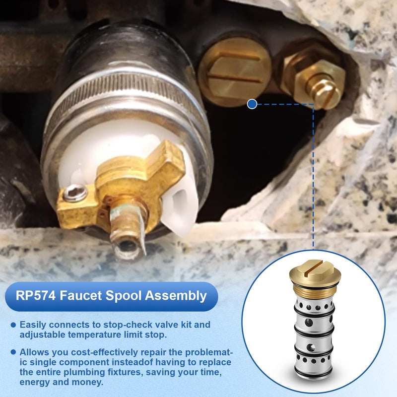 RP574 Faucet Spool Assembly, for Delta Shower Faucet 1804 1814 1824 1848 Bath Fixture, Pressure Balancing Spool for Tub/Shower Faucets Valve
