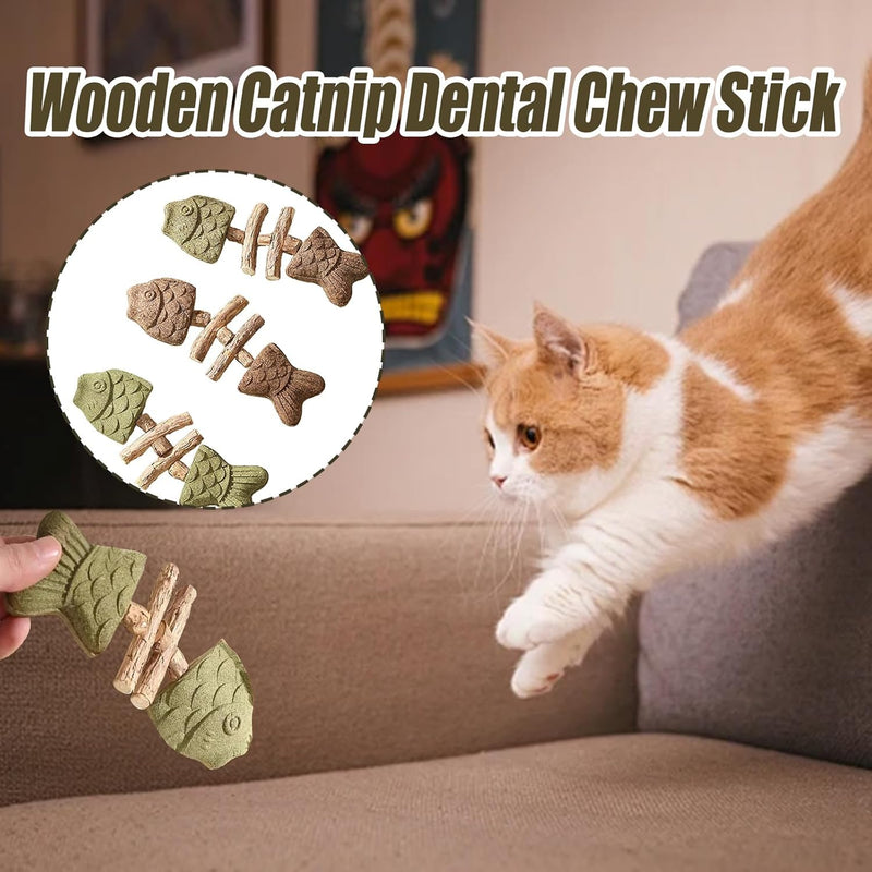 Creative Fish Bone cat Toy, cat Teeth Cleaning, cat Mint Chewing Stick Toy, Scratch Resistance, Three Flavors (Three Pieces)