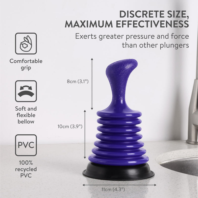Luigi's Mini Plunger for Bathroom Kitchen Sink Bath & Shower Drain - Small Powerful Sink Plunger Clog Remover for Sink Drain - Mini Accordion Sink Shower Drain Bathtub Plunger Mini Sink Plunger