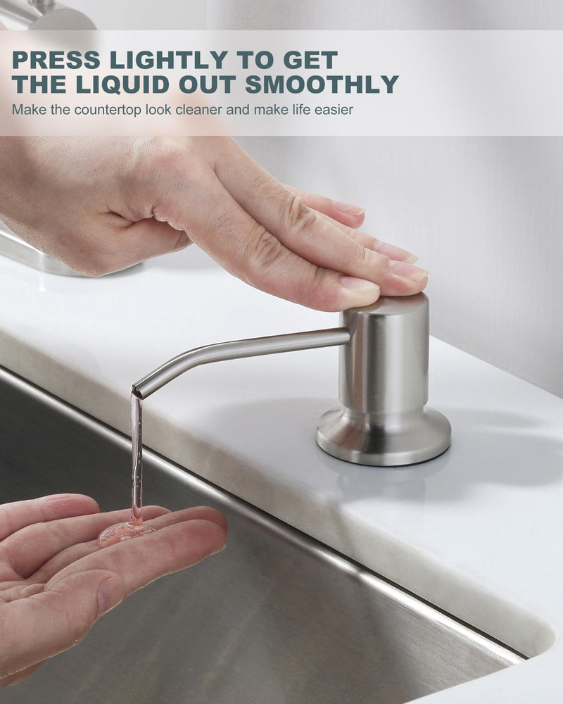 WOWOW Kitchen Sink Faucet with Soap Dispenser, Stainless Steel Pull Down Kitchen Faucet Brushed Nickel Utility Sink Faucet Single Handle High Arc Kitchen Tap for Sink, RV, Laundry, Bar Kitchen Faucet with Soap Dispenser A: Brushed Nickel