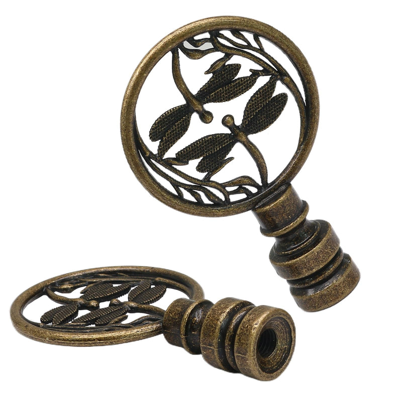 Biaungdo 2 Pack Double Dragonflies Lamp Finial, Antique Bronze Decorative Finial for Lamp Shades, Hollowing Out Lamp Finial Cap Knobs for Table Lamp, Floor Lamp, Lamp Decoration