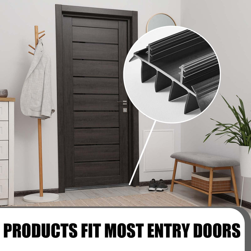 Replacement Door Bottom with Vinyl Fins 36" Long 1 3/4" Wide Threshold Seal Bottom of Door Weatherstrip Kerf Weather Stripping for 7/8" Between Barbs(Black,2 Pcs) 2 Black