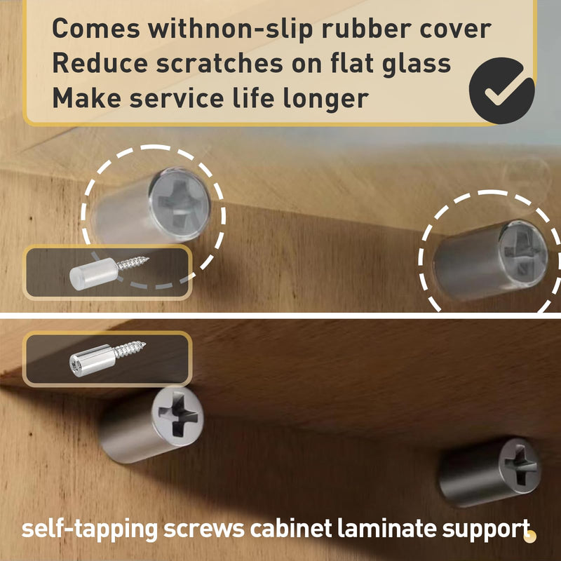 50 Pcs Self Tapping Screws Cabinet Laminate Support, Shelf Pins with Non-Slip Sleeve, Cabinet Shelf Pegs for Kitchen Utensils, Bookcases and Wardrobes, Fixed Support Self - Tapping Cross Screw 50 Pack White