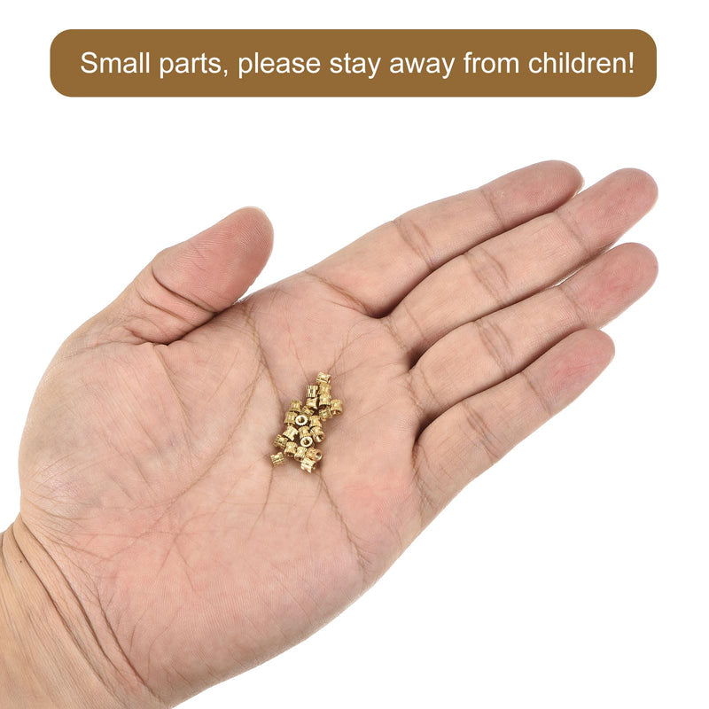 uxcell M2 x 3mm(L) x 3.2mm(OD) Female Thread Brass Knurled Threaded Insert Embedment Nuts, 80Pcs M2x3x3.2mm 80