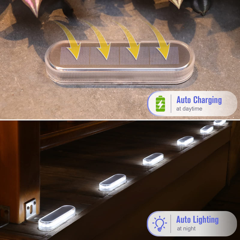 Honalia Solar Deck Dock Driveway Lights Outdoor Solar Powered Waterproof, Cool White Driveway Markers Concrete Step Lights for Deck Stairs Dock Marine 6 Pack White-6 Pack