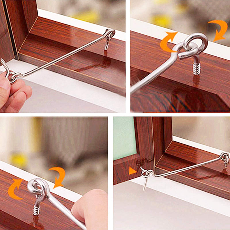 4Pcs 1.5 inches Cabin Hook Eye Latch Gate Door Swivel Window Door Hook with Mounting Screws 1.5" 4Pcs