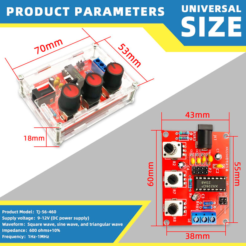 Signal Generator Kit,，2PCS XR2206 Precise Function Signal Generator Frequency Module Sine Triangle Square Output Adjustable