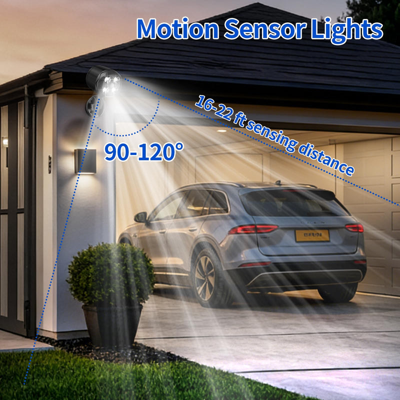 Battery Operated Outdoor Motion Sensor Light, 600LM 6000K Waterproof Wide-Angle Detection Auto On/Off Wall Light,for Garage, Yard, Front Door, Stair and Driveway (2 Packs) 2 Packs