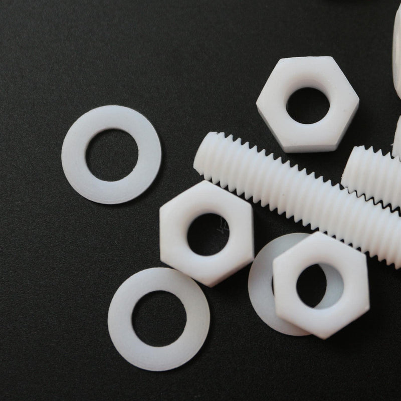 5X Natural PTFE Hex Head Plastic Screws & Bolts M6 x 60 mm, Nuts & Washers