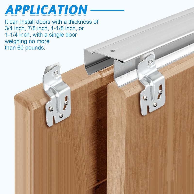 Therwen 1 Pcs 72 Inch By-Pass Closet Track Kit, Silver