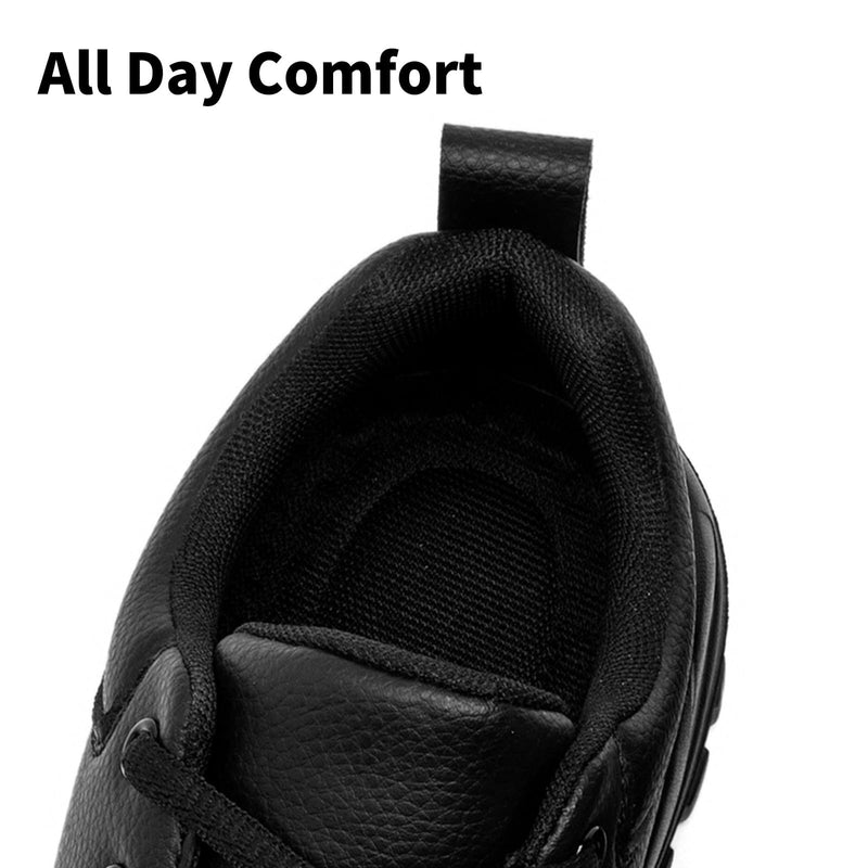 Non Slip Work Shoes for Men Waterproof Leather Kitchen Chef Shoes Black 10 | Restaurant Working Sneakers, Comfortable Lightweight Walking Daily Wear, Non Slip, Nursing Fashion Sneakers for Food Service