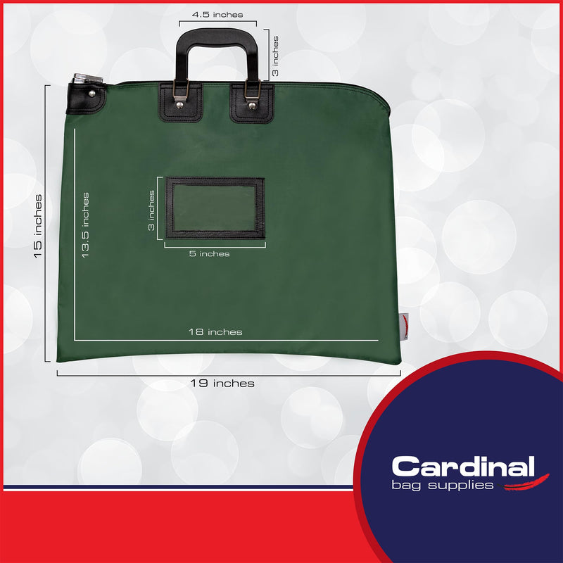 Locking Document Security Bag handles HIPAA Compliant Medical Transport Business Financial 15” x 19” Forest Green