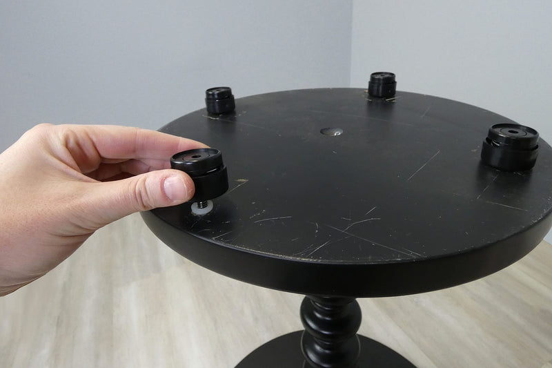 Shepherd Pack of 16 Self-Leveling Table Glides, 1/4" Threaded Stem with Adjustable Feet and Hardware, Eliminates Wobbling on Uneven Floors, Black No Disc or Felt
