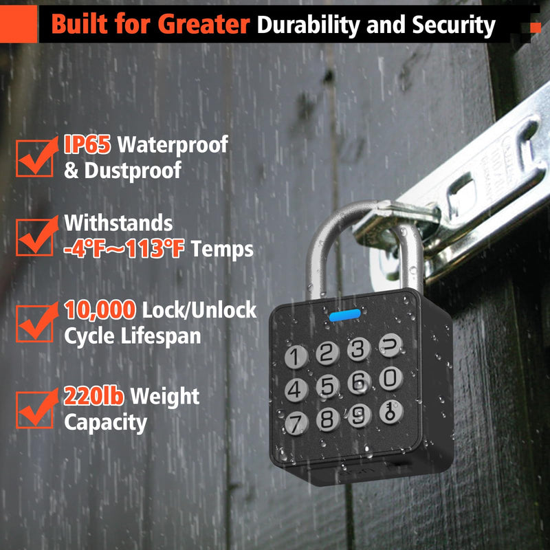 Eseesmart Fingerprint Locker Lock with Code, Combination Padlock Smart Fingerprint Biometric Keyless Combo Lock Waterproof for Outdoor Fence Gate Shed Gym School Locker Storage