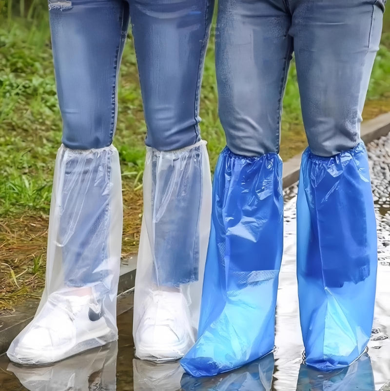 16 PCS Shoe Covers Disposable Non Slip,Thickened Waterproof Shoes Covers,19 inch Tall,Long Plastic Waterproof Shoes and Boots for Rain Covers Thicken Shoe Protector for Men and Women (8 Pairs,Clear) Transparent