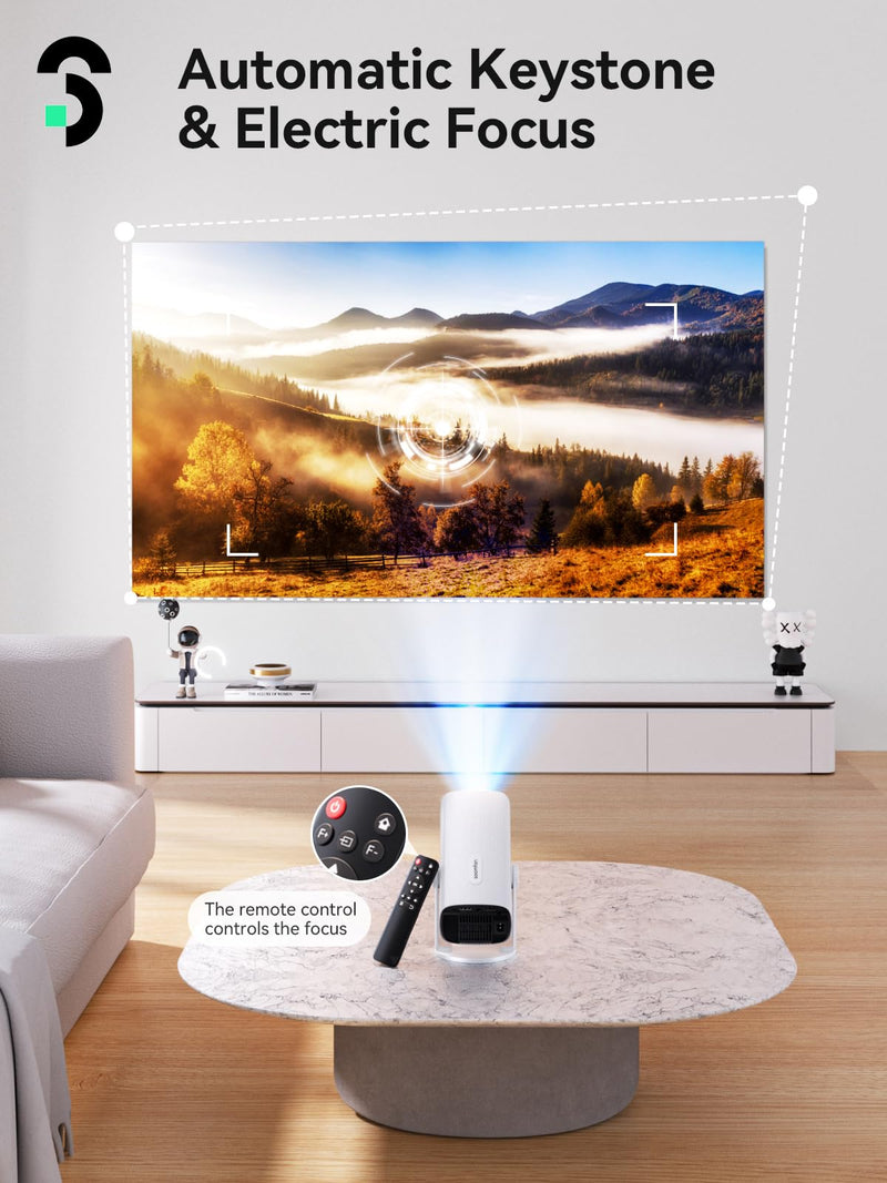 SOOMFON Mini Projector 1080P Support - Portable Small Video Movie Projector Bluetooth 5.1 Auto Keystone Electric Focus for Bedroom/Wall/Home/Outdoor/iPhone/Android/TV Stick SK1 Mini Projector