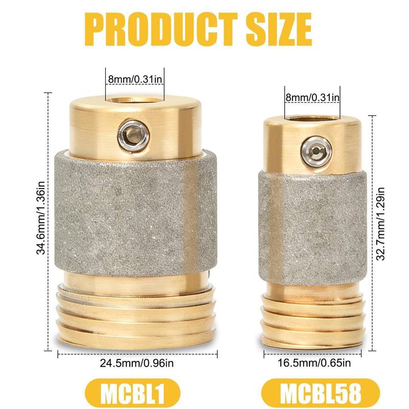 Diamond Drill Bit Head for Stained Glass Grinder, Brass Core Glass Grinding Tool Supplies - 2 Sizes (1, 5/8 Inch) 1" & 5/8"