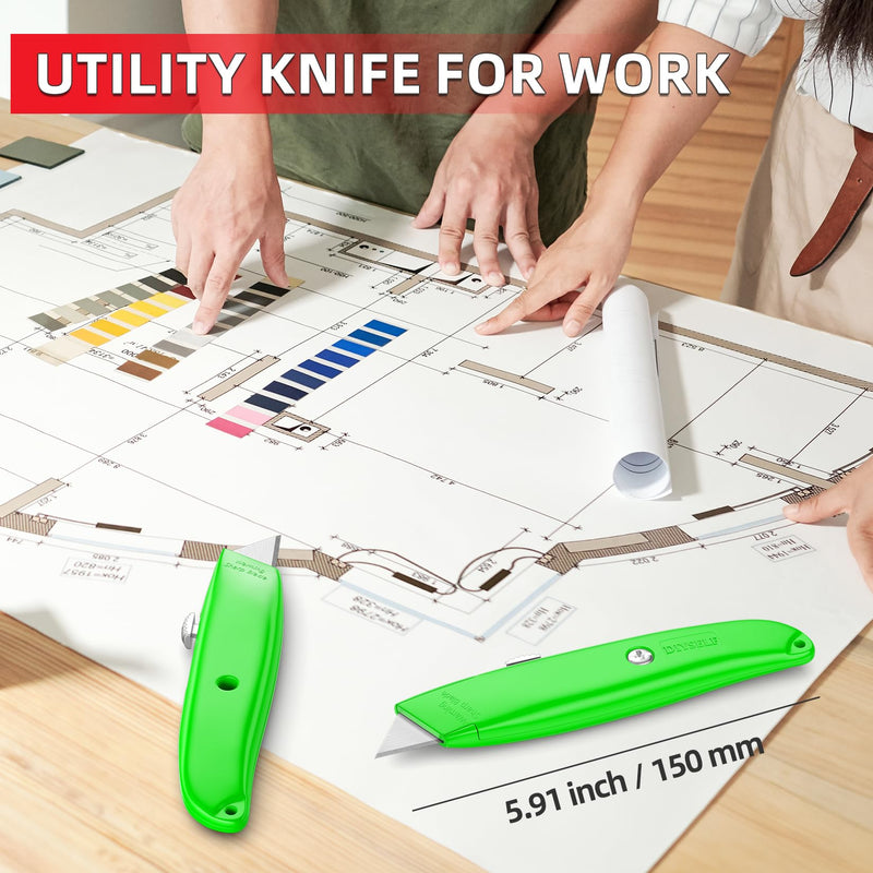 DIYSELF Utility Knife, 20 Pack Heavy Duty Box Cutter Retractable, Box Cutter Knife, Box Opener, Cardboard Cutter, Utility Knives for Garage, Home and Office, PVC Pipe Cutter (Green) Green