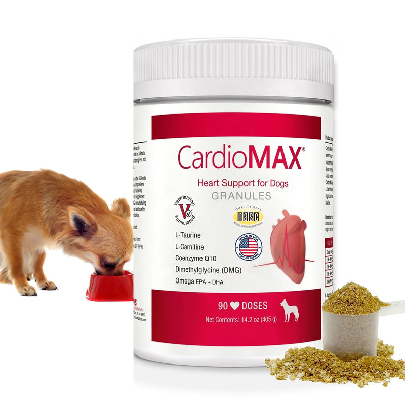 Heart Support Granules for Dogs – Vet-Formulated, Antioxidant-Rich- L-Taurine, L-Carnitine, EPA, DHA, CoQ10- Aids Circulatory Strength, Cardiovascular Support, Heart Muscle Function-USA Made- 90 Doses