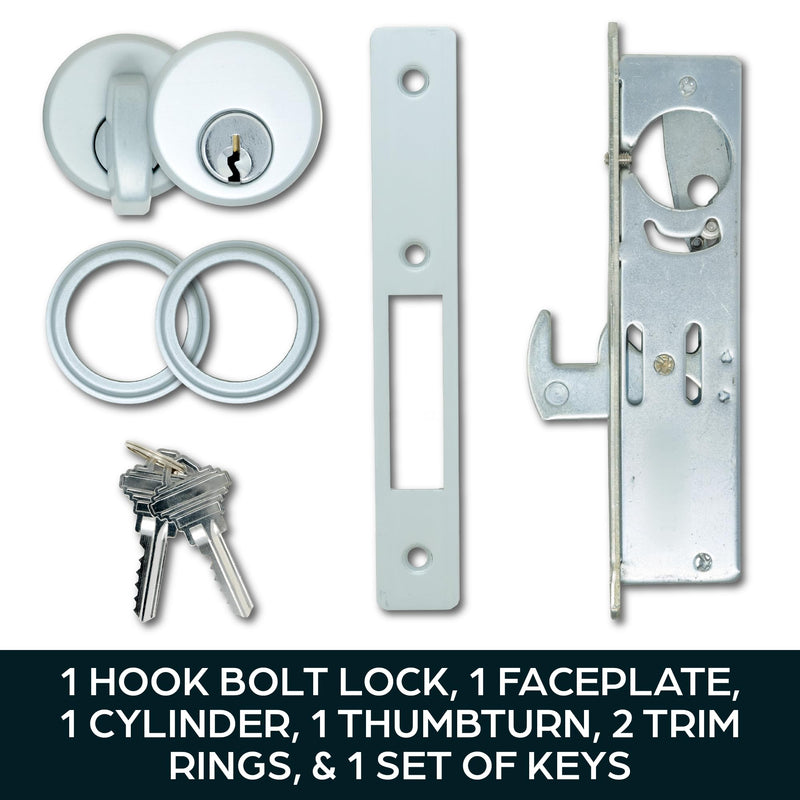 Summit DOORWARE Hook Bolt with Keys | Adams Rite Style Door Lock Replacement Parts | Mortise Lock with Thumbturn Cylinder | High Grade Lock for Maximum Security | Aluminum Finish | 1-1/8" Backset