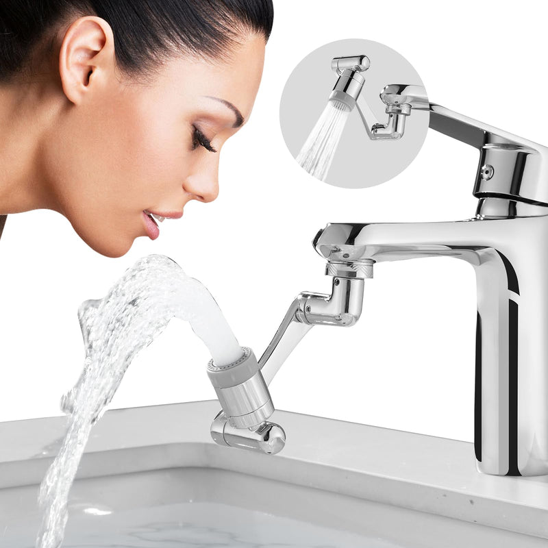 CECEFIN 1080° Swivel Faucet-Extender Sink-Aerator - 2 Mode Splash Water Filter Extension, Kitchen Bathroom 360° Rotatable Spray Attachment, Multifunctional Universal Robotic Arm -Wash Hand/Hair/Face A- Swivel Faucet Aerator