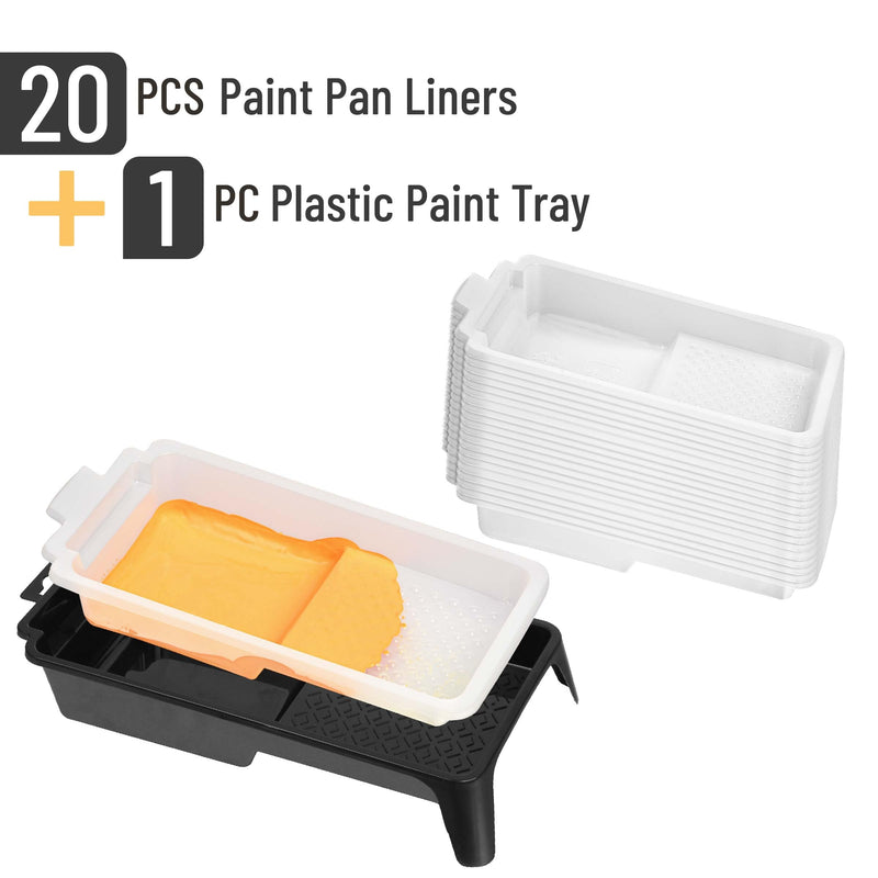 Bates- Paint Tray Liner, 4 Inches, One Plastic Paint Tray with 20 pcs Paint Pan Liners, Paint Pans Trays, Disposable Paint Tray, Paint Roller Tray Liners, Paint Trays for Painting Walls 4 inch, 21 pcs