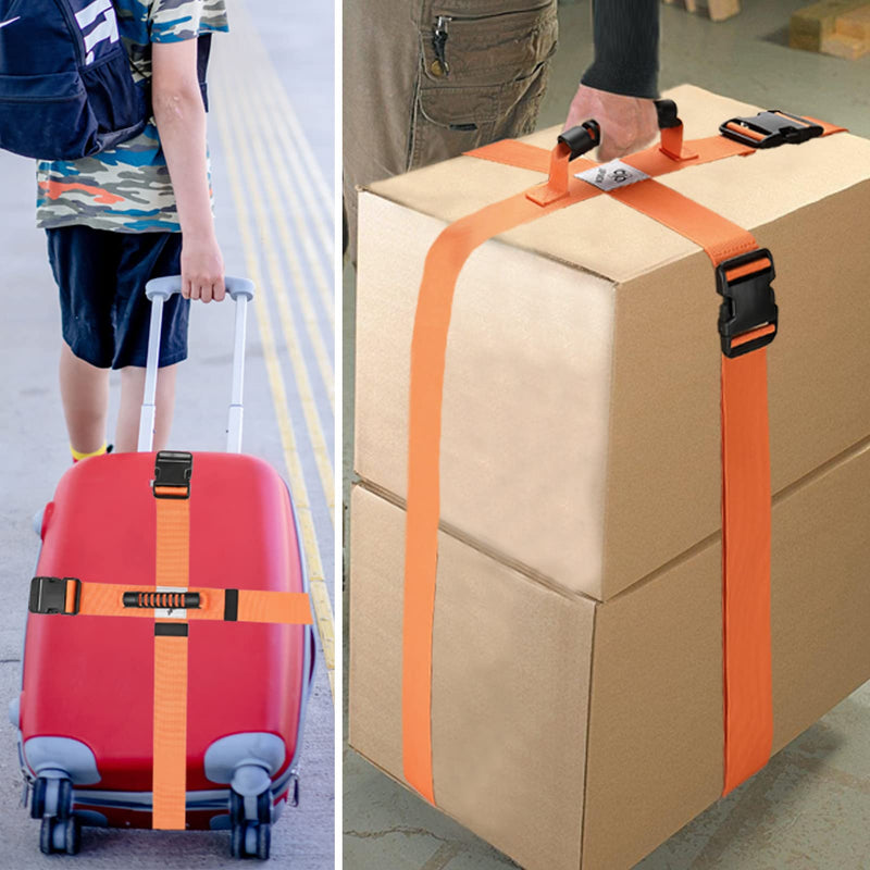 Box Carrying Strap with Handle Adjustable Belt Cross Style Carry Straps for Safely Moving and Lifting Heavy Boxes, Groceries, Luggage (Orange) Orange